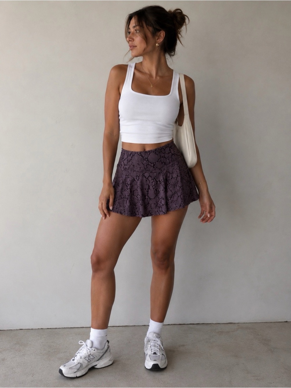 DSG Purple and Black Snake-Print Athletic Skirt